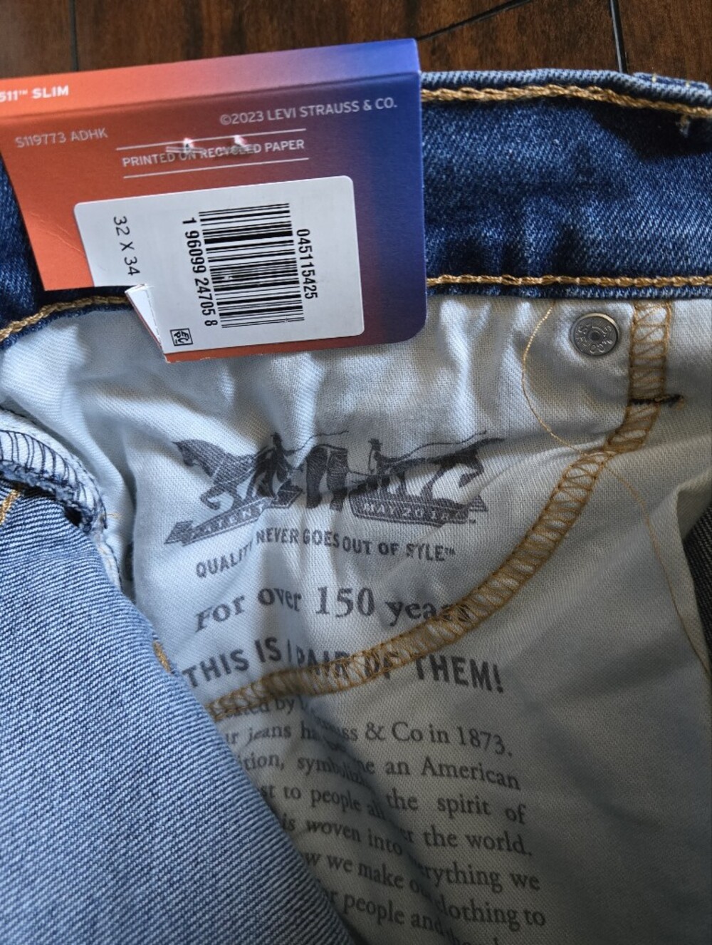 Levi's 511 Slim Fit Stretch Denim Jeans All Season Tech Blue Performance 32x34 - Picture 9 of 13
